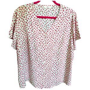 Agnes Orinda Lightweight Button Down Feminine Cottagecore Flowy Blouse Size 1X